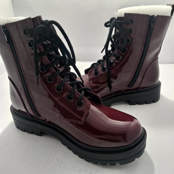 Soda Shoes - Soda Burgundy Combat Boots